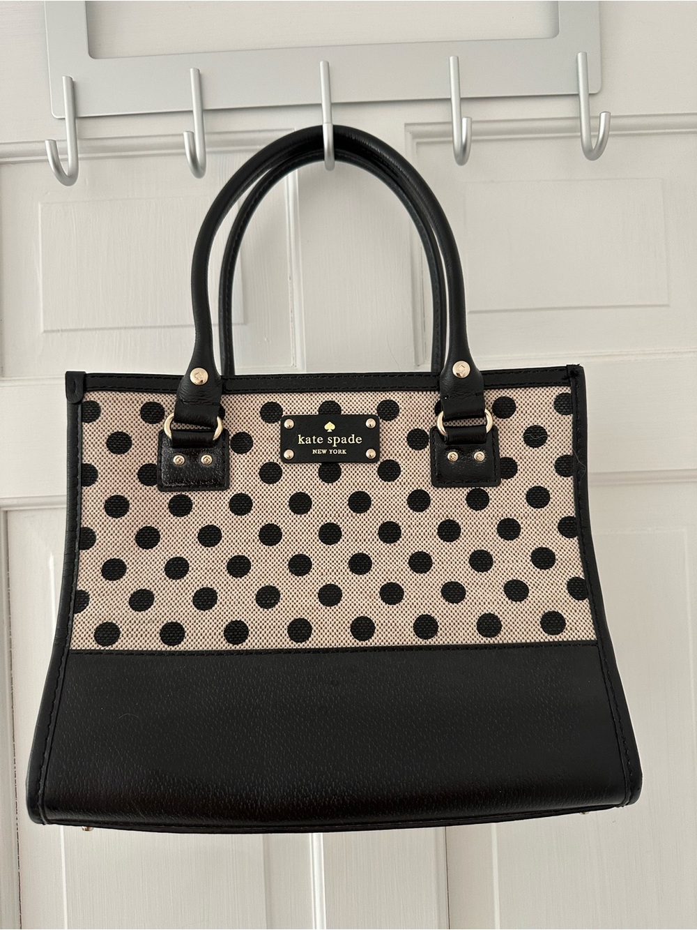 Kate Spade “Belletown” Black & Cream Polka Dot Handbag